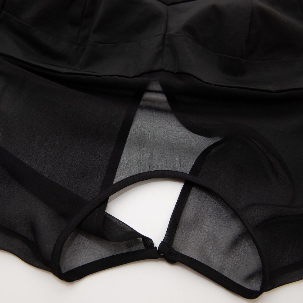 Nanette Lepore Lightshow Dress Mini Sheer Bodice Peplum Sleevless Black Size 6 - Picture 8 of 8